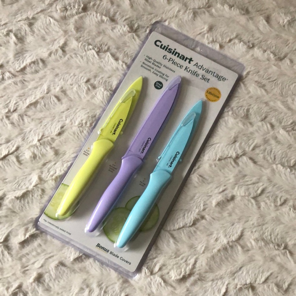 Cuisinart 3-Piece Knife Set in Yellow, Lavender, Aqua